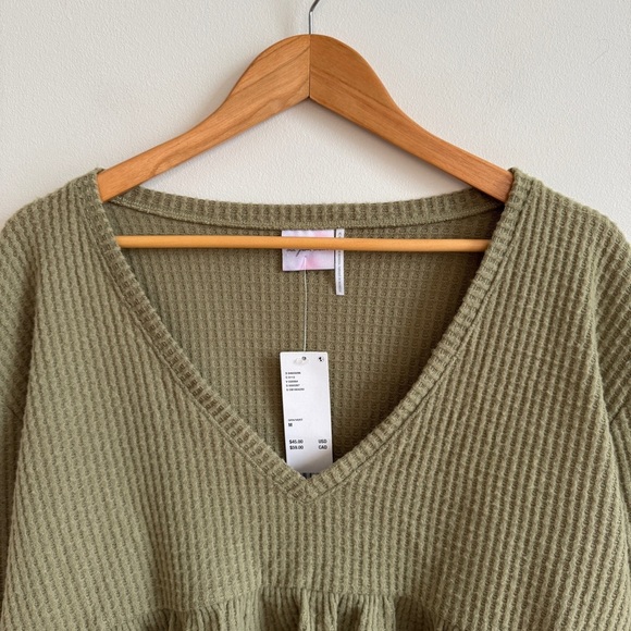 New! URBAN OUTFITTERS • Out From Under Anya Cozy Babydoll Top in Green - Picture 4 of 12